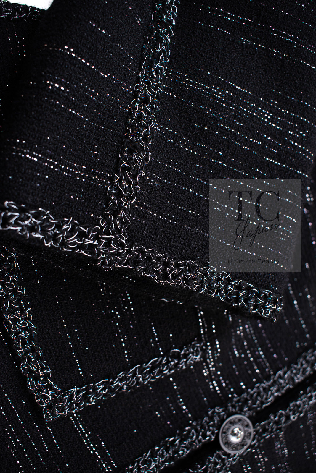 CHANEL 09A Black Metallic Silver Wool Jacket 36 38 シャネル ブラック メタリック ウール ジャケット 即発