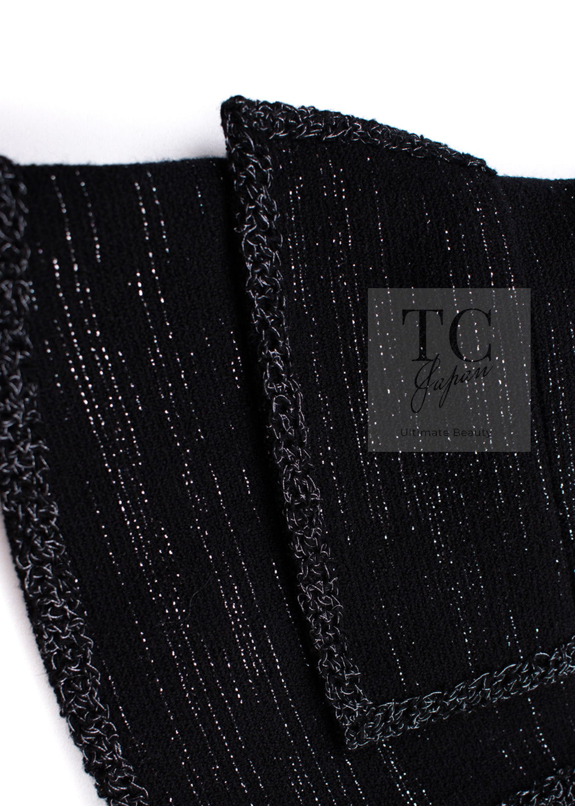 CHANEL 09A Black Metallic Silver Wool Jacket 36 38 シャネル ブラック メタリック ウール ジャケット 即発