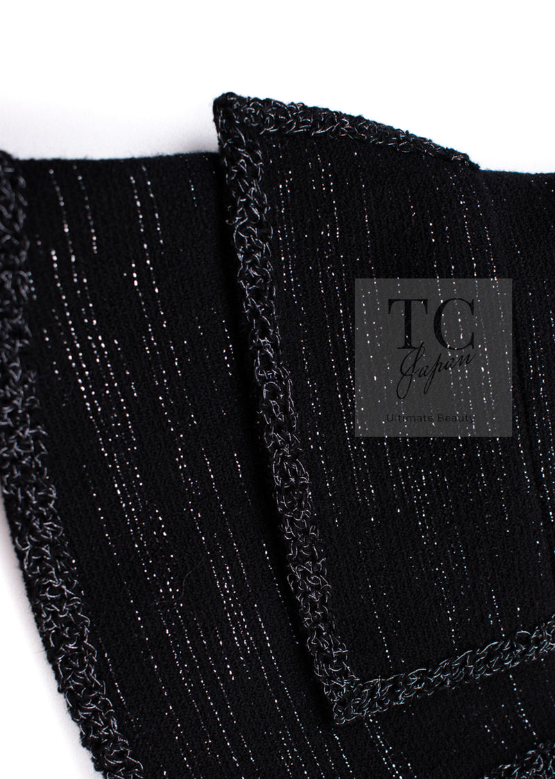 CHANEL 09A Black Metallic Silver Wool Jacket 36 38 シャネル ブラック メタリック ウール ジャケット 即発