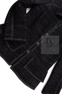 CHANEL 09A Black Metallic Silver Wool Jacket 36 38 シャネル ブラック メタリック ウール ジャケット 即発