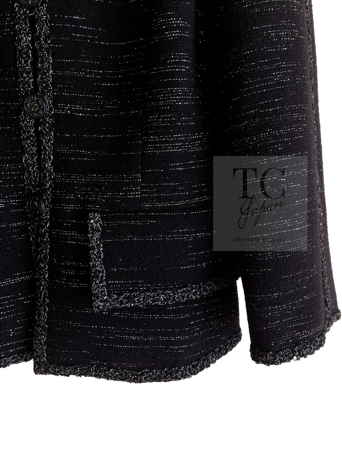 CHANEL 09A Black Metallic Silver Wool Jacket 36 38 シャネル ブラック メタリック ウール ジャケット 即発