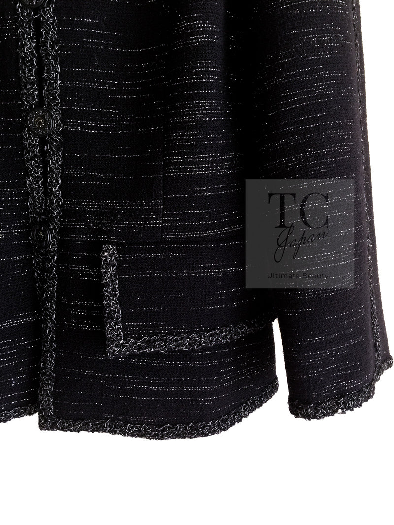 CHANEL 09A Black Metallic Silver Wool Jacket 36 38 シャネル ブラック メタリック ウール ジャケット 即発