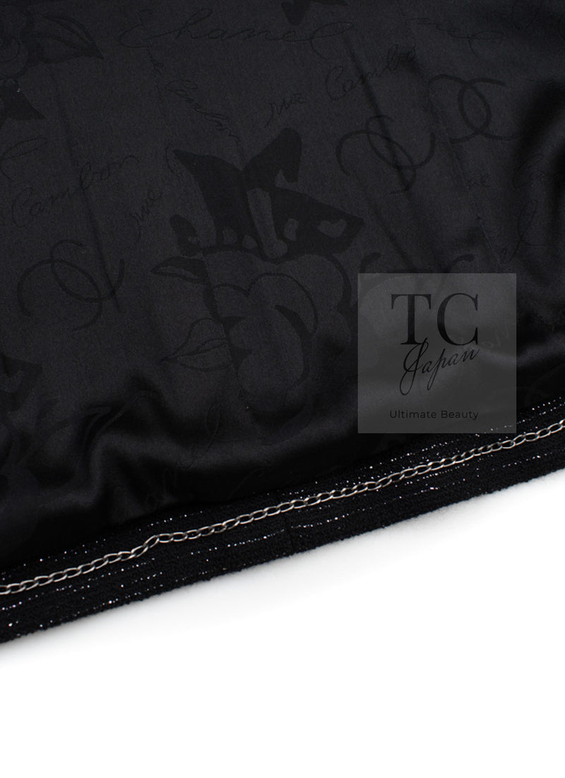 CHANEL 09A Black Metallic Silver Wool Jacket 36 38 シャネル ブラック メタリック ウール ジャケット 即発