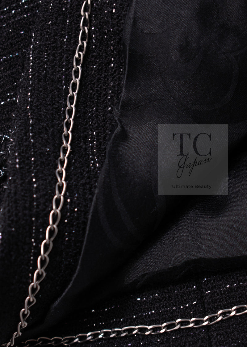 CHANEL 09A Black Metallic Silver Wool Jacket 36 38 シャネル ブラック メタリック ウール ジャケット 即発