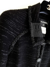 CHANEL 09A Black Metallic Silver Wool Jacket 36 38 シャネル ブラック メタリック ウール ジャケット 即発