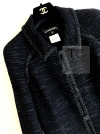 CHANEL 09A Black Metallic Silver Wool Jacket 36 38 シャネル ブラック メタリック ウール ジャケット 即発
