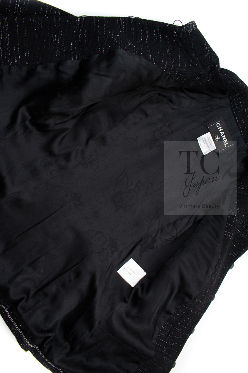 CHANEL 09A Black Metallic Silver Wool Jacket 36 38 シャネル ブラック メタリック ウール ジャケット 即発