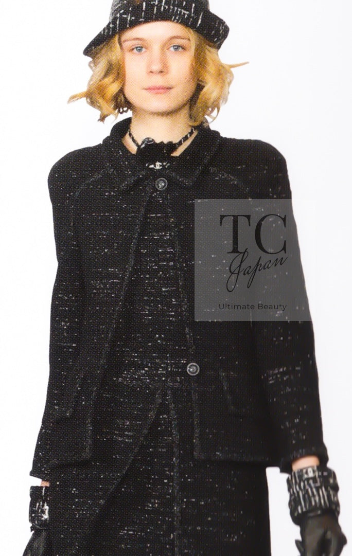 CHANEL 09A black silver wool metallic women's jacket 1