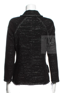 CHANEL 09A Black Metallic Silver Wool Jacket 36 38 シャネル ブラック メタリック ウール ジャケット 即発