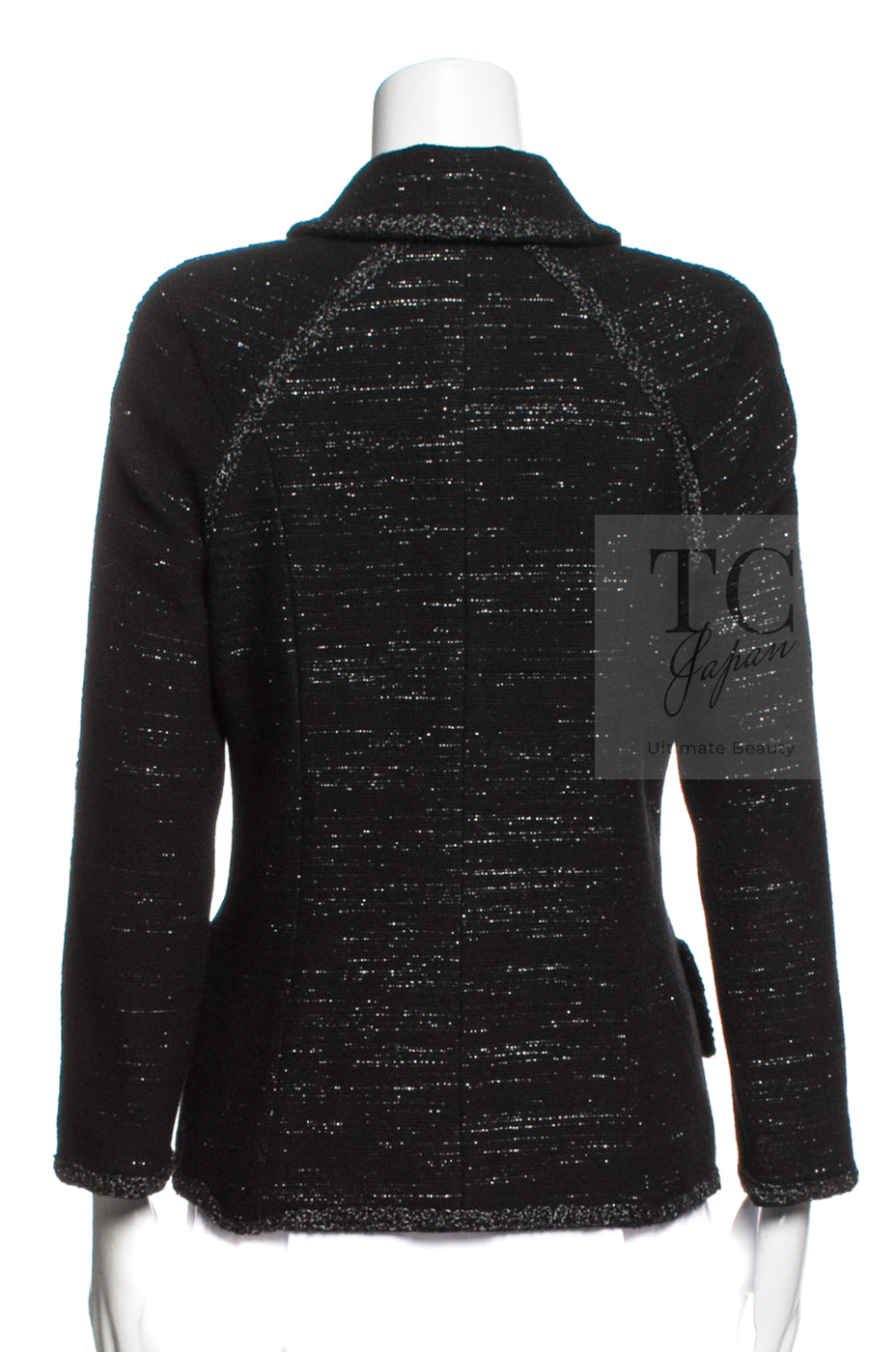 CHANEL 09A Black Metallic Silver Wool Jacket 36 38 シャネル ブラック メタリック ウール ジャケット 即発