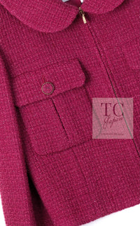 CHANEL 16A Magenta Pink Metallic Zipper Tweed Jacket 36 シャネル マジェンダ ラズベリー ピンク メタリック ジッパー ツイード ジャケット 即発