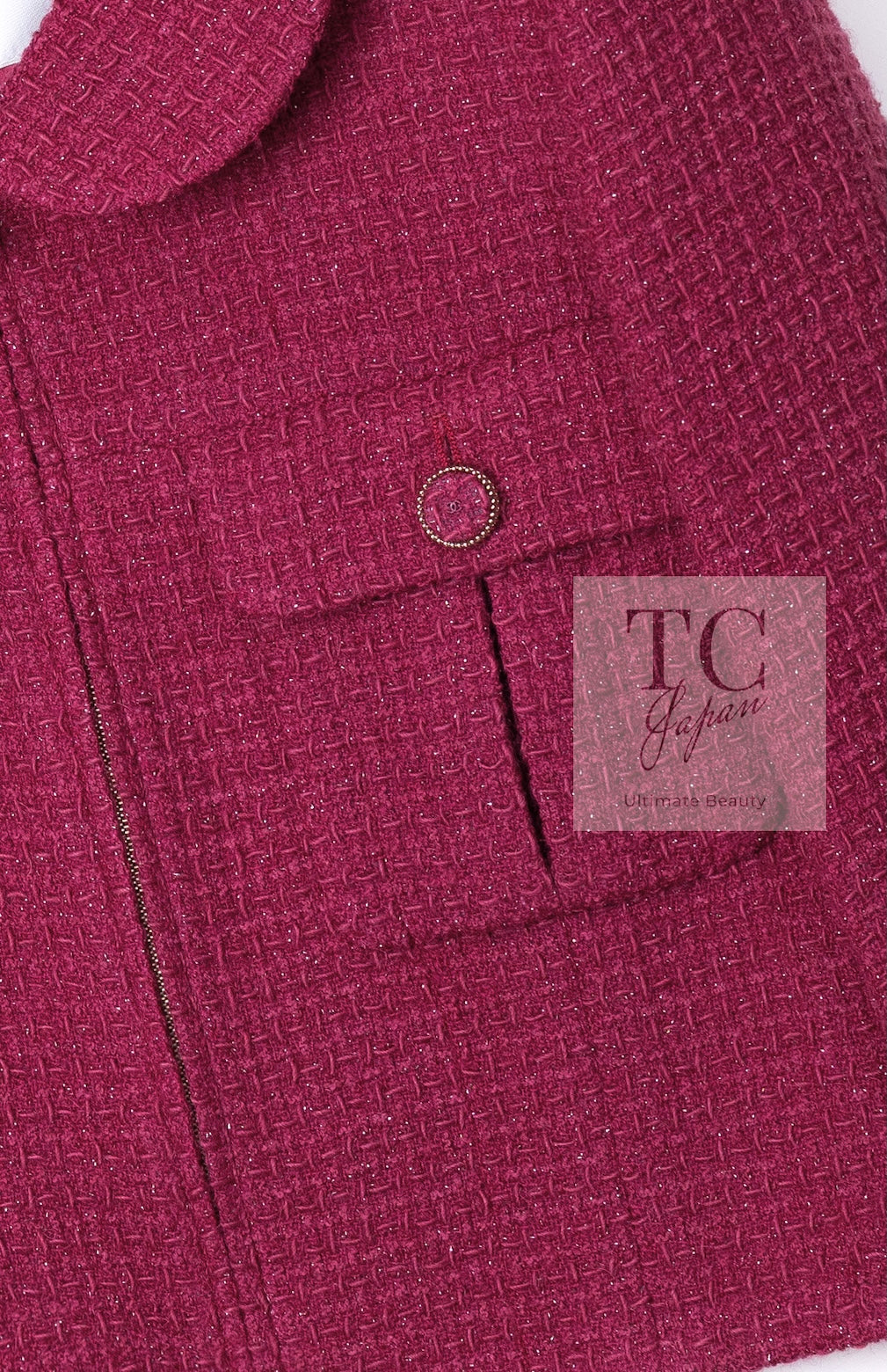 CHANEL 16A Magenta Pink Metallic Zipper Tweed Jacket 36 シャネル マジェンダ ラズベリー ピンク メタリック ジッパー ツイード ジャケット 即発