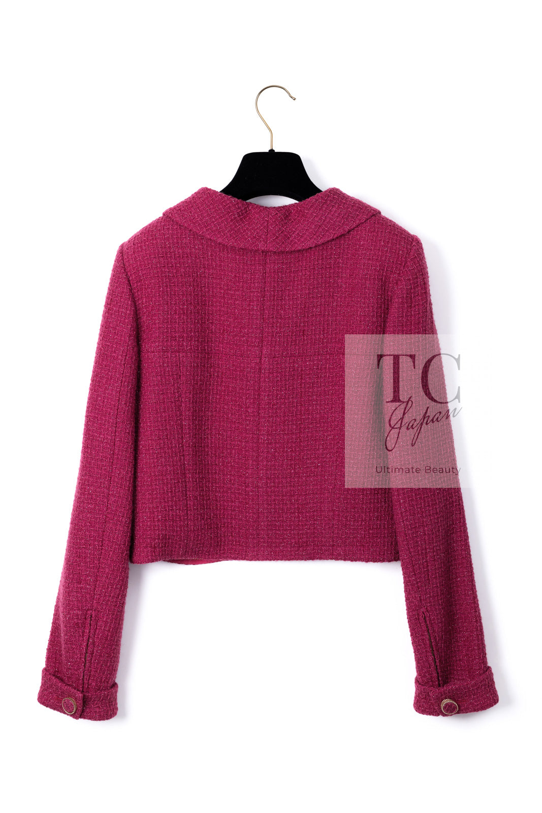 CHANEL 16A Magenta Pink Metallic Zipper Tweed Jacket 36 シャネル マジェンダ ラズベリー ピンク メタリック ジッパー ツイード ジャケット 即発
