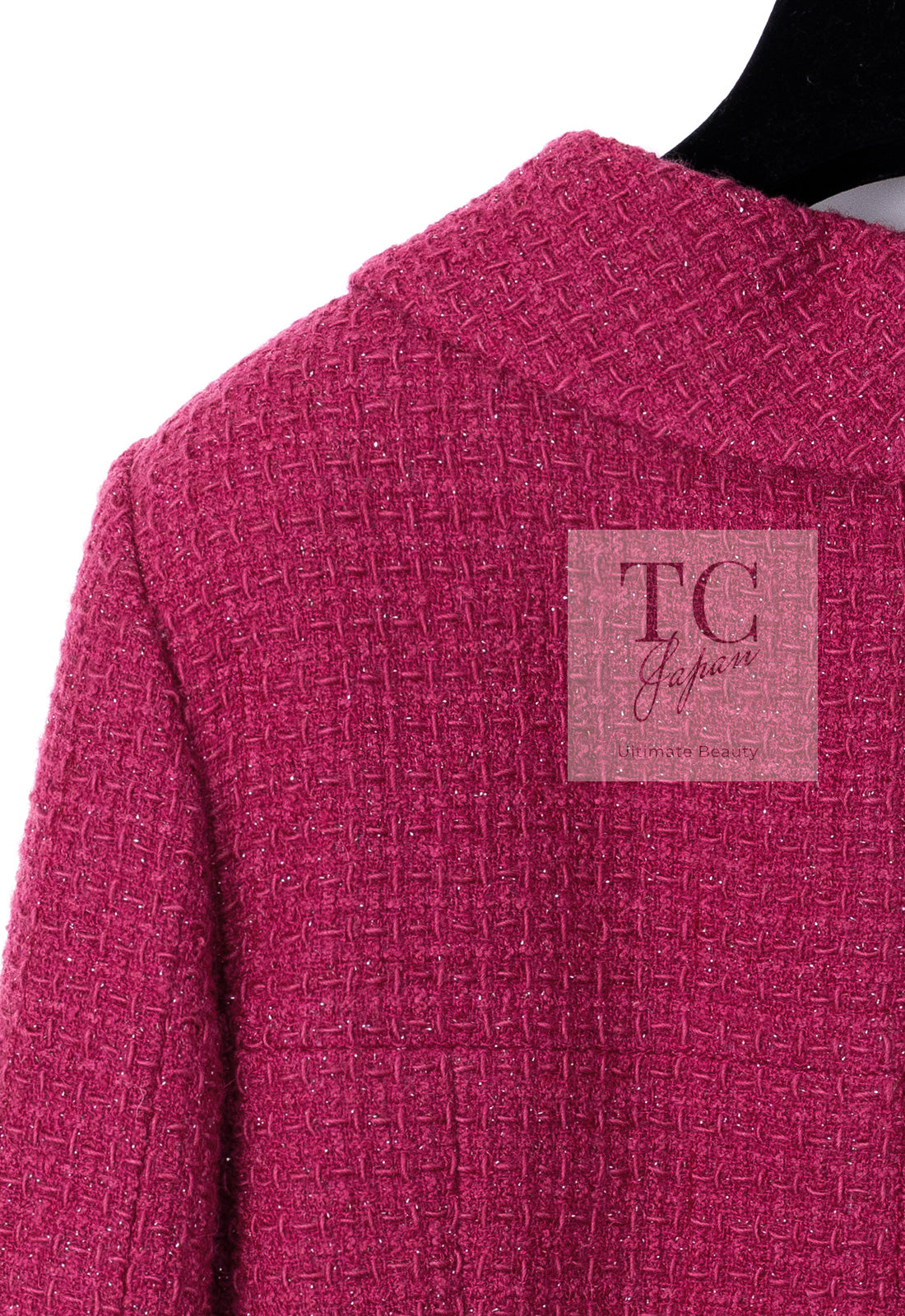 CHANEL 16A Magenta Pink Metallic Zipper Tweed Jacket 36 シャネル マジェンダ ラズベリー ピンク メタリック ジッパー ツイード ジャケット 即発