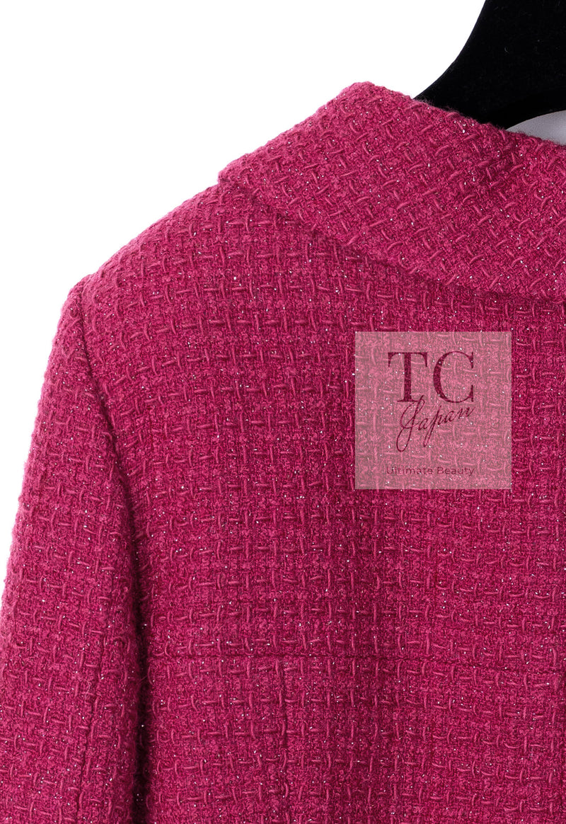 CHANEL 16A Magenta Pink Metallic Zipper Tweed Jacket 36 シャネル マジェンダ ラズベリー ピンク メタリック ジッパー ツイード ジャケット 即発