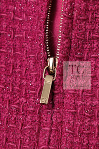 CHANEL 16A Magenta Pink Metallic Zipper Tweed Jacket 36 シャネル マジェンダ ラズベリー ピンク メタリック ジッパー ツイード ジャケット 即発
