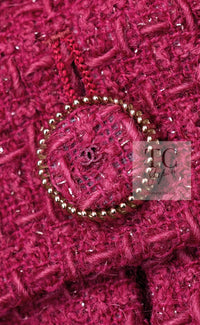 CHANEL 16A Magenta Pink Metallic Zipper Tweed Jacket 36 シャネル マジェンダ ラズベリー ピンク メタリック ジッパー ツイード ジャケット 即発