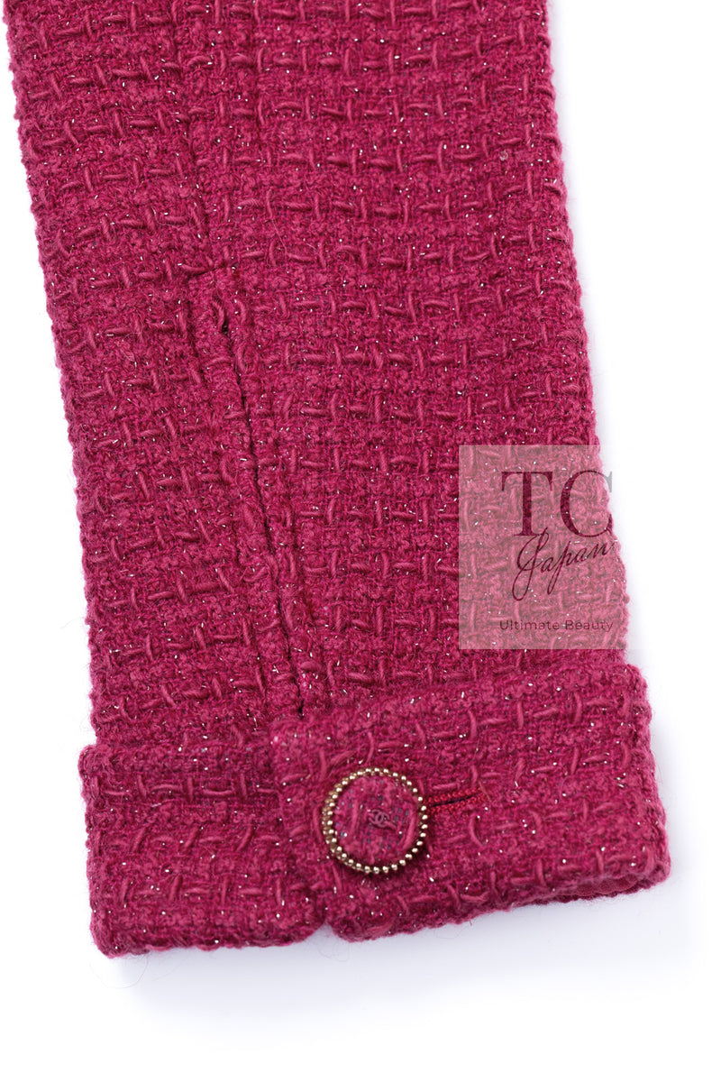 CHANEL 16A Magenta Pink Metallic Zipper Tweed Jacket 36 シャネル マジェンダ ラズベリー ピンク メタリック ジッパー ツイード ジャケット 即発