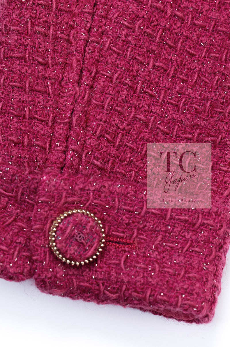 CHANEL 16A Magenta Pink Metallic Zipper Tweed Jacket 36 シャネル マジェンダ ラズベリー ピンク メタリック ジッパー ツイード ジャケット 即発