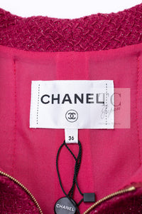 CHANEL 16A Magenta Pink Metallic Zipper Tweed Jacket 36 シャネル マジェンダ ラズベリー ピンク メタリック ジッパー ツイード ジャケット 即発