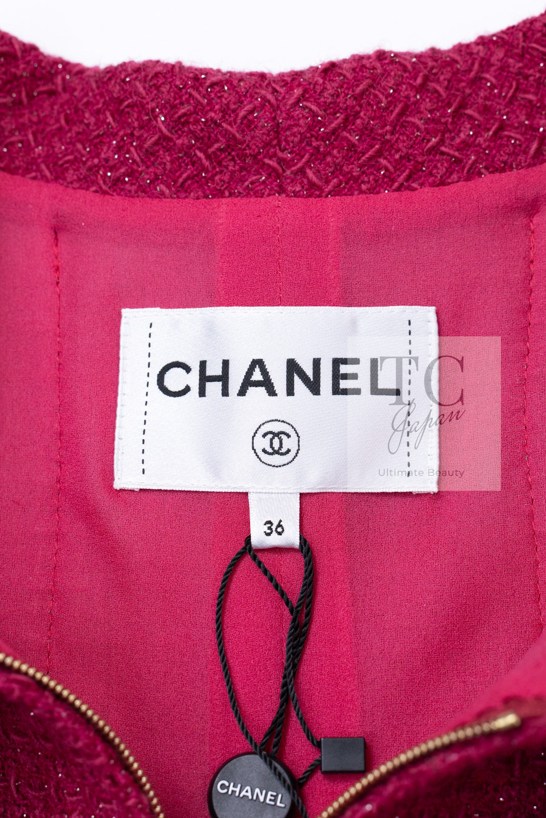 CHANEL 16A Magenta Pink Metallic Zipper Tweed Jacket 36 シャネル マジェンダ ラズベリー ピンク メタリック ジッパー ツイード ジャケット 即発