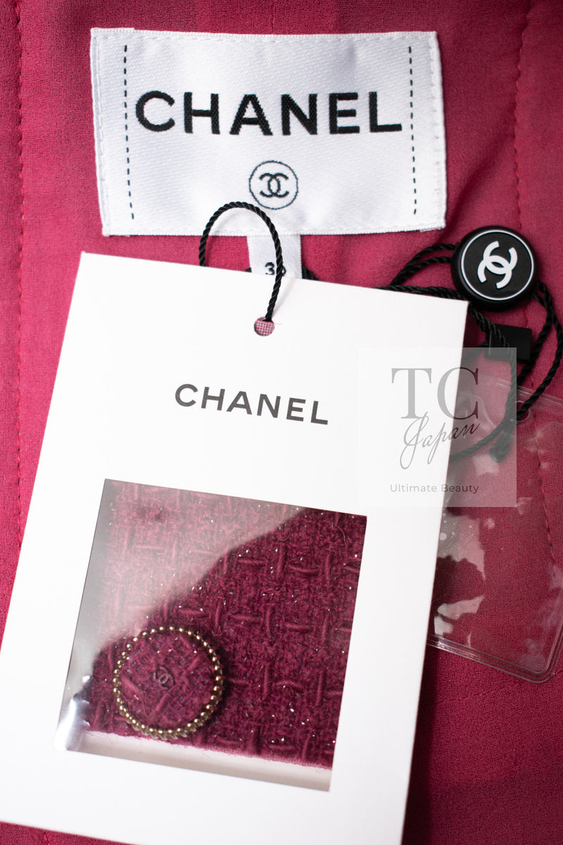 CHANEL 16A Magenta Pink Metallic Zipper Tweed Jacket 36 シャネル マジェンダ ラズベリー ピンク メタリック ジッパー ツイード ジャケット 即発
