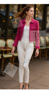 CHANEL 16A Magenta Pink Metallic Zipper Tweed Jacket 36 シャネル マジェンダ ラズベリー ピンク メタリック ジッパー ツイード ジャケット 即発