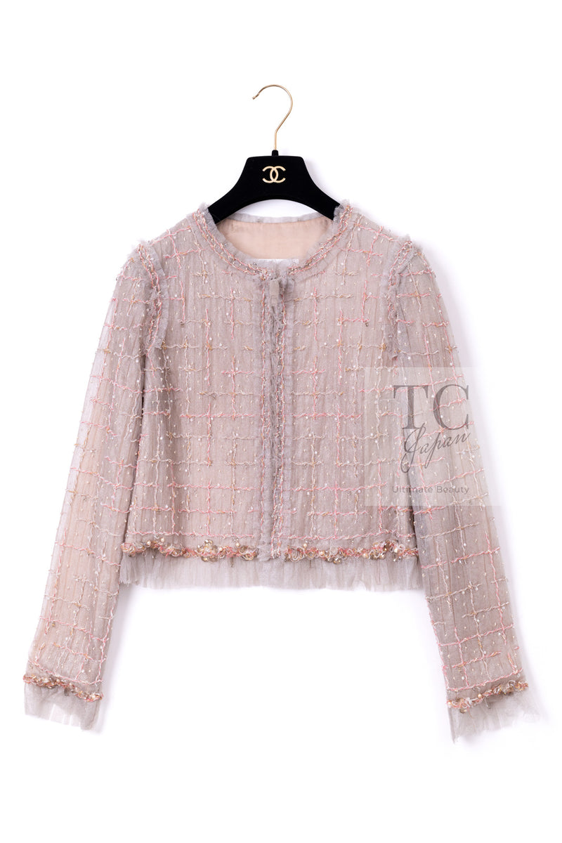 CHANEL 09S Beige Beaded Trim Jacket 38 シャネル ベージュ ビーズ トリミング ジャケット サラ・ジェシカ・パーカー着用 即発