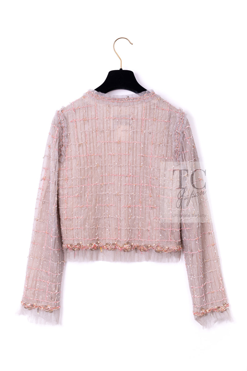 CHANEL 09S Beige Beaded Trim Jacket 38 シャネル ベージュ ビーズ トリミング ジャケット サラ・ジェシカ・パーカー着用 即発
