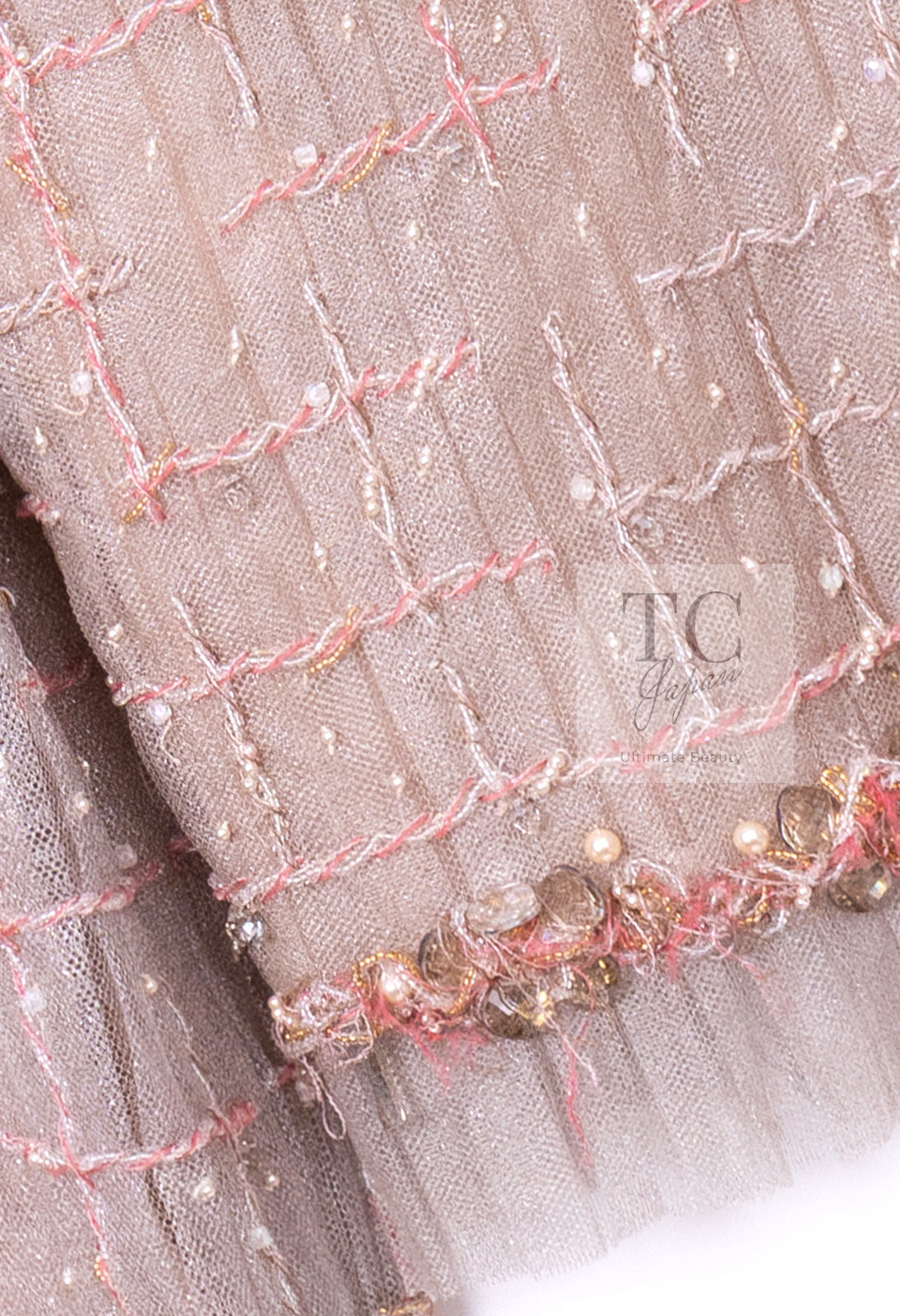 CHANEL 09S Beige Beaded Trim Jacket 38 シャネル ベージュ ビーズ トリミング ジャケット サラ・ジェシカ・パーカー着用 即発