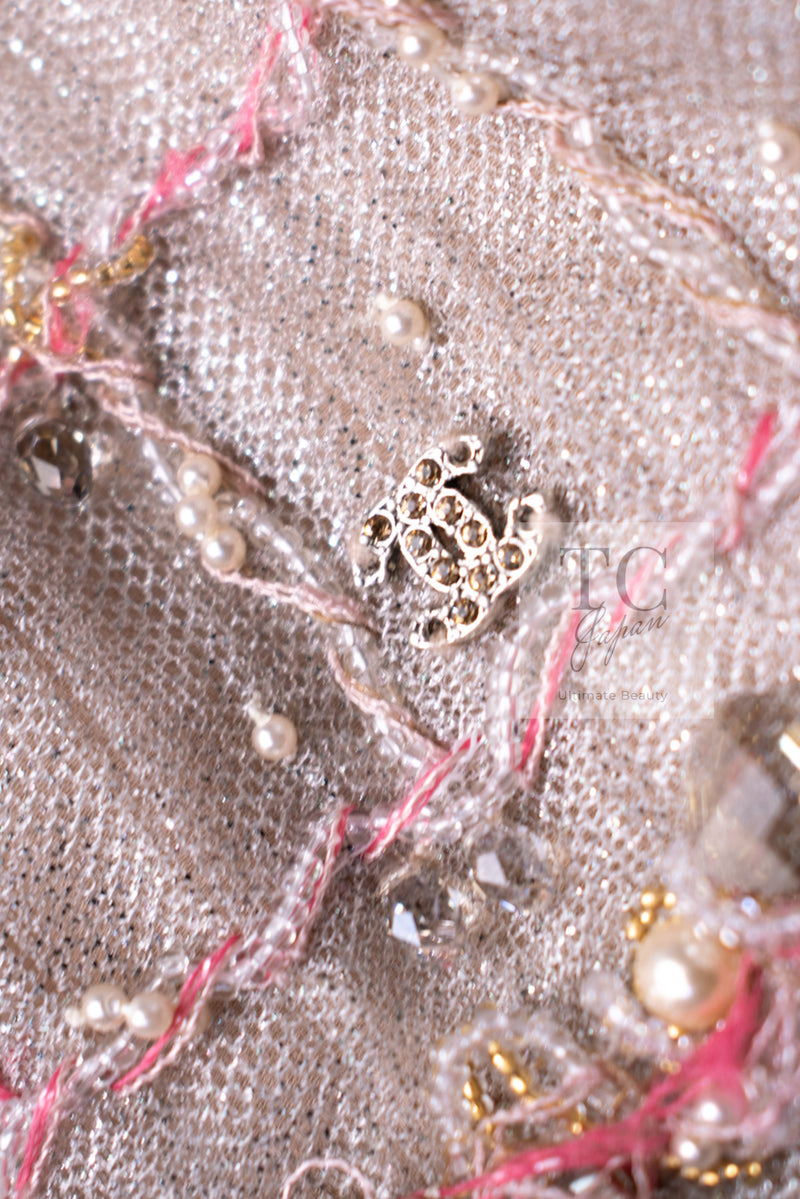 CHANEL 09S Beige Beaded Trim Jacket 38 シャネル ベージュ ビーズ トリミング ジャケット サラ・ジェシカ・パーカー着用 即発