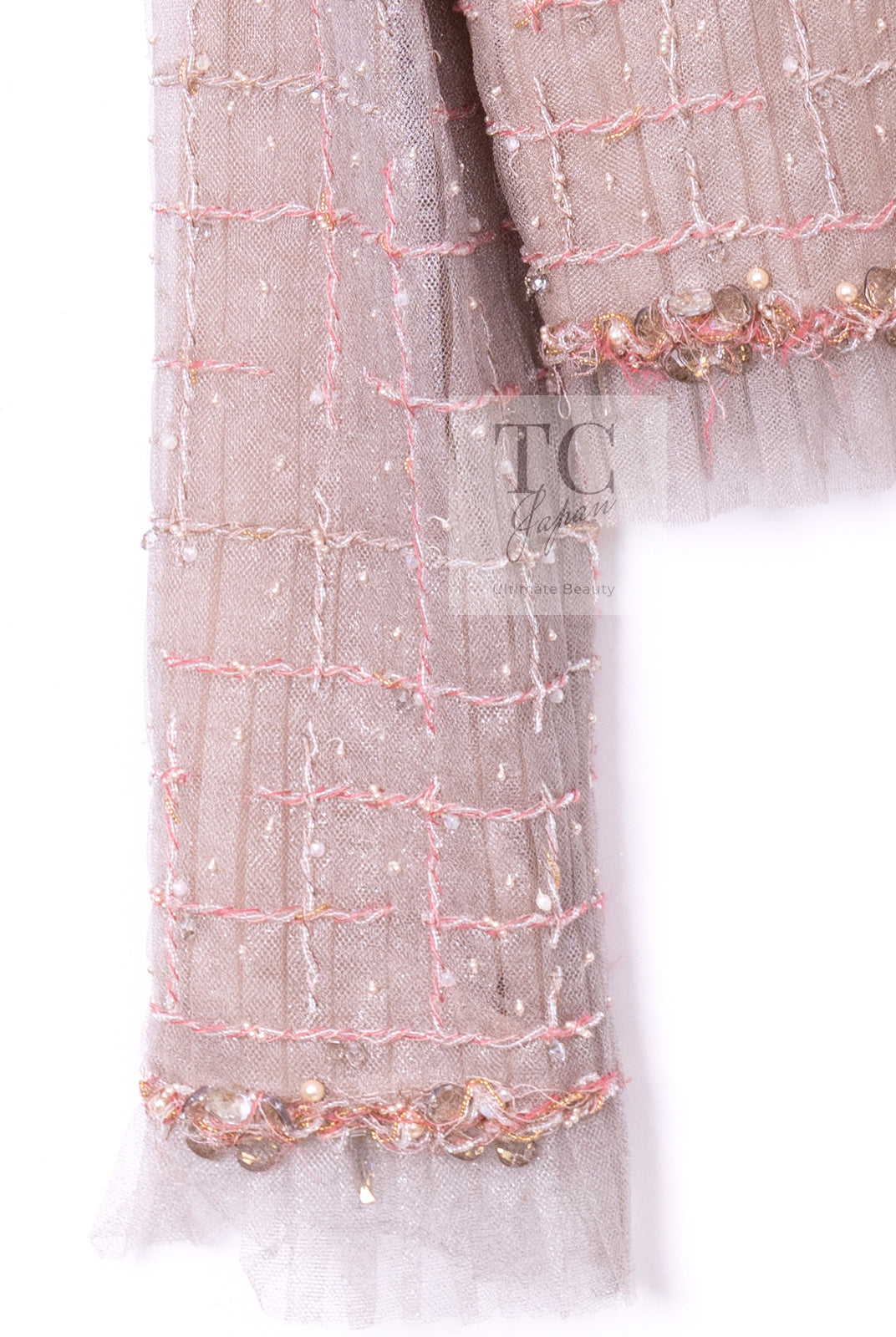 CHANEL 09S Beige Beaded Trim Jacket 38 シャネル ベージュ ビーズ トリミング ジャケット サラ・ジェシカ・パーカー着用 即発