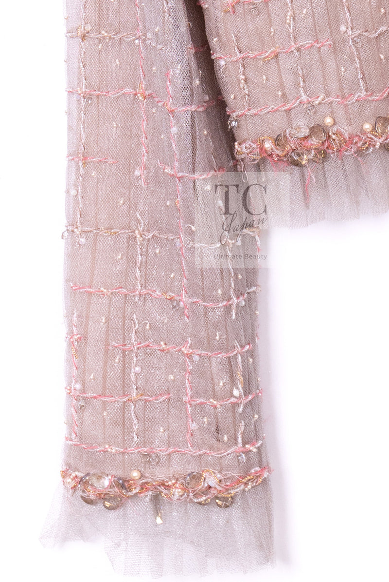 CHANEL 09S Beige Beaded Trim Jacket 38 シャネル ベージュ ビーズ トリミング ジャケット サラ・ジェシカ・パーカー着用 即発