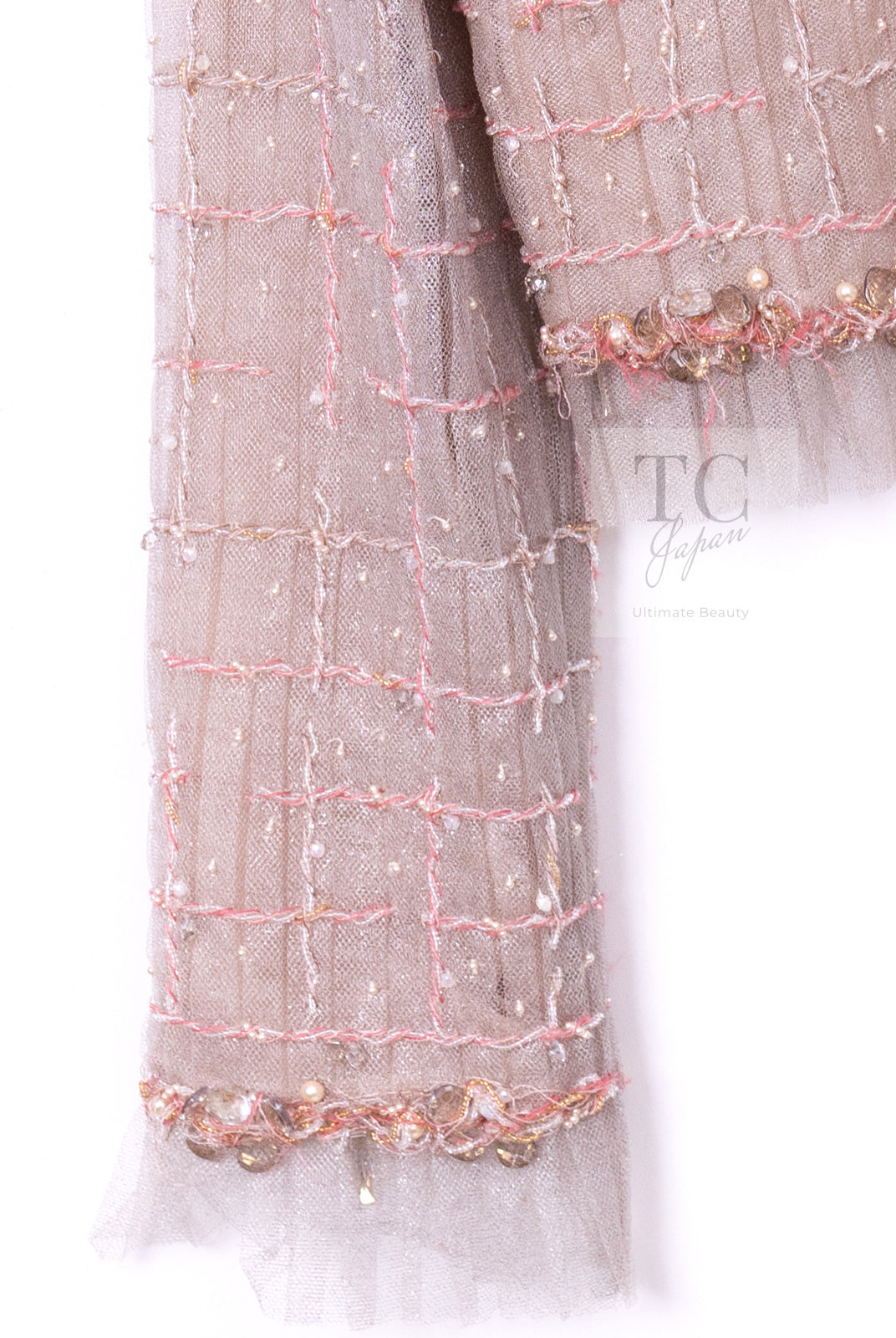 CHANEL 09S Beige Beaded Trim Jacket 38 シャネル ベージュ ビーズ トリミング ジャケット サラ・ジェシカ・パーカー着用 即発