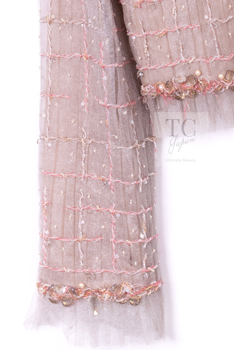 CHANEL 09S Beige Beaded Trim Jacket 38 シャネル ベージュ ビーズ トリミング ジャケット サラ・ジェシカ・パーカー着用 即発