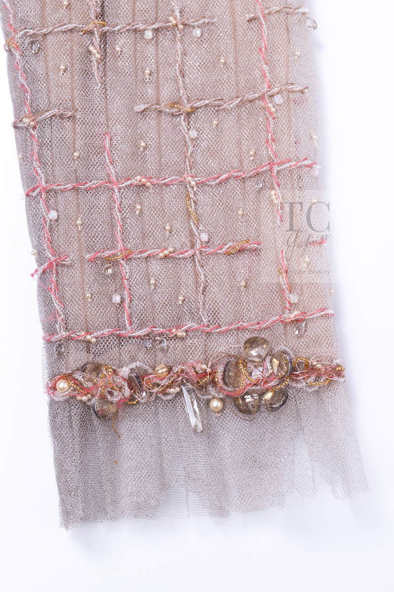 CHANEL 09S Beige Beaded Trim Jacket 38 シャネル ベージュ ビーズ トリミング ジャケット サラ・ジェシカ・パーカー着用 即発
