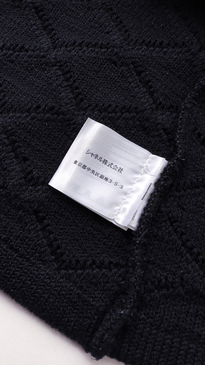CHANEL 09A Black Quilted Wool Jacket Cardigan 36 38 40 シャネル ブラック キルト ウール ジャケット カーディガン 即発