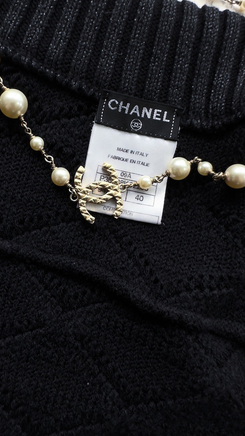 CHANEL 09A Black Quilted Wool Jacket Cardigan 36 38 40 シャネル ブラック キルト ウール ジャケット カーディガン 即発