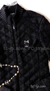CHANEL 09A Black Quilted Wool Jacket Cardigan 36 38 40 シャネル ブラック キルト ウール ジャケット カーディガン 即発