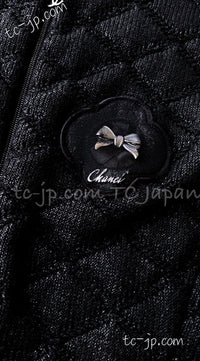 CHANEL 09A Black Quilted Wool Jacket Cardigan 36 38 40 シャネル ブラック キルト ウール ジャケット カーディガン 即発