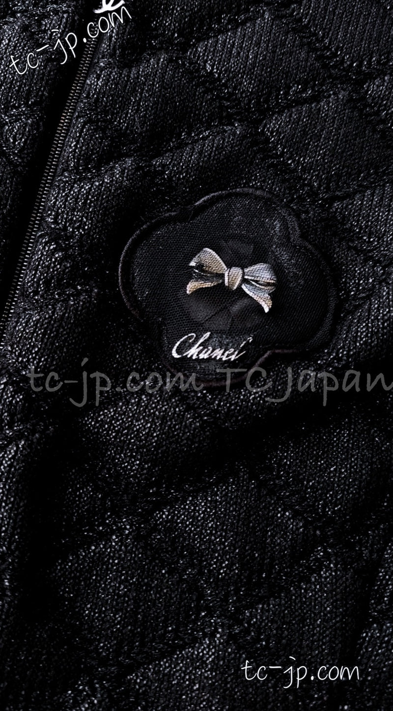 CHANEL 09A Black Quilted Wool Jacket Cardigan 36 38 40 シャネル ブラック キルト ウール ジャケット カーディガン 即発