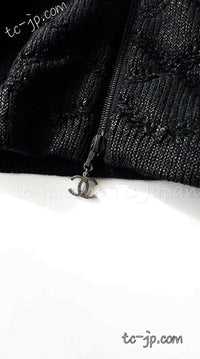 CHANEL 09A Black Quilted Wool Jacket Cardigan 36 38 40 シャネル ブラック キルト ウール ジャケット カーディガン 即発