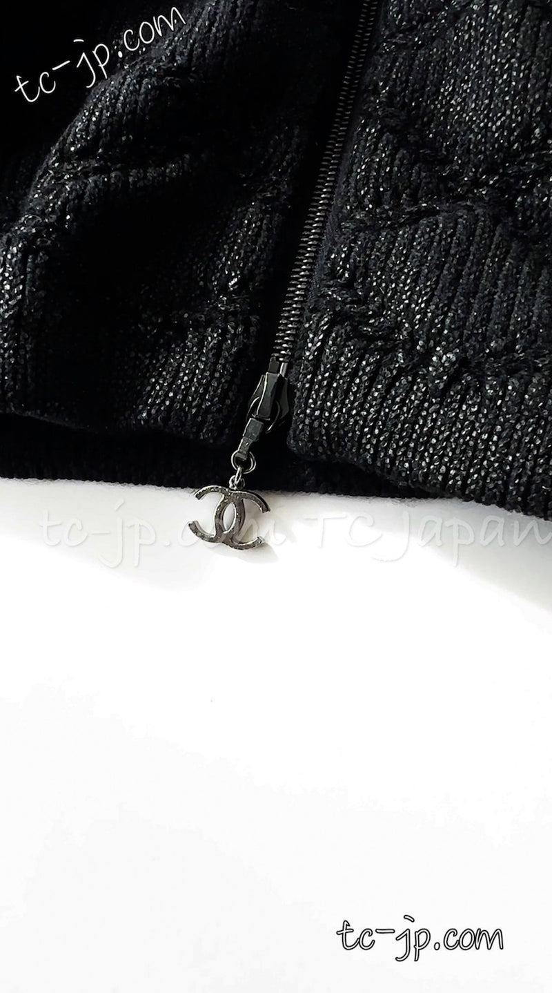 CHANEL 09A Black Quilted Wool Jacket Cardigan 36 38 40 シャネル ブラック キルト ウール ジャケット カーディガン 即発
