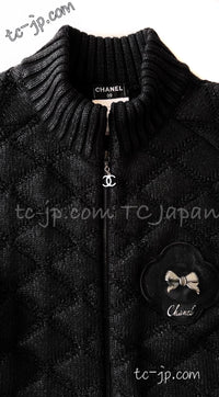 CHANEL 09A Black Quilted Wool Jacket Cardigan 36 38 40 シャネル ブラック キルト ウール ジャケット カーディガン 即発