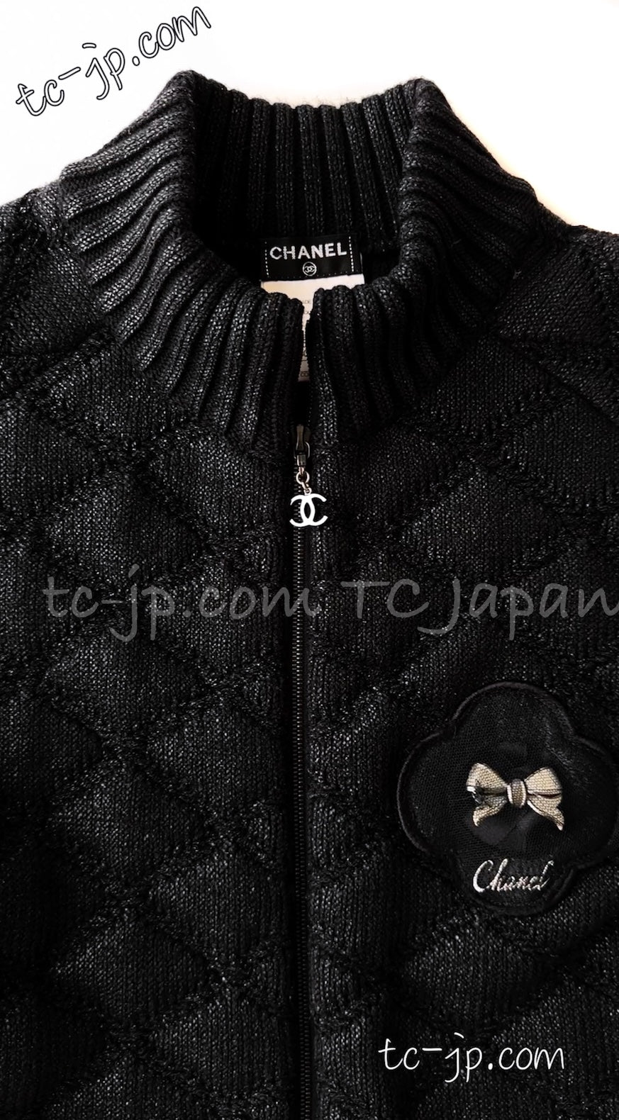 CHANEL 09A Black Quilted Wool Jacket Cardigan 36 38 40 シャネル ブラック キルト ウール ジャケット カーディガン 即発