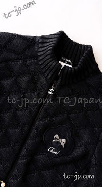 CHANEL 09A Black Quilted Wool Jacket Cardigan 36 38 40 シャネル ブラック キルト ウール ジャケット カーディガン 即発