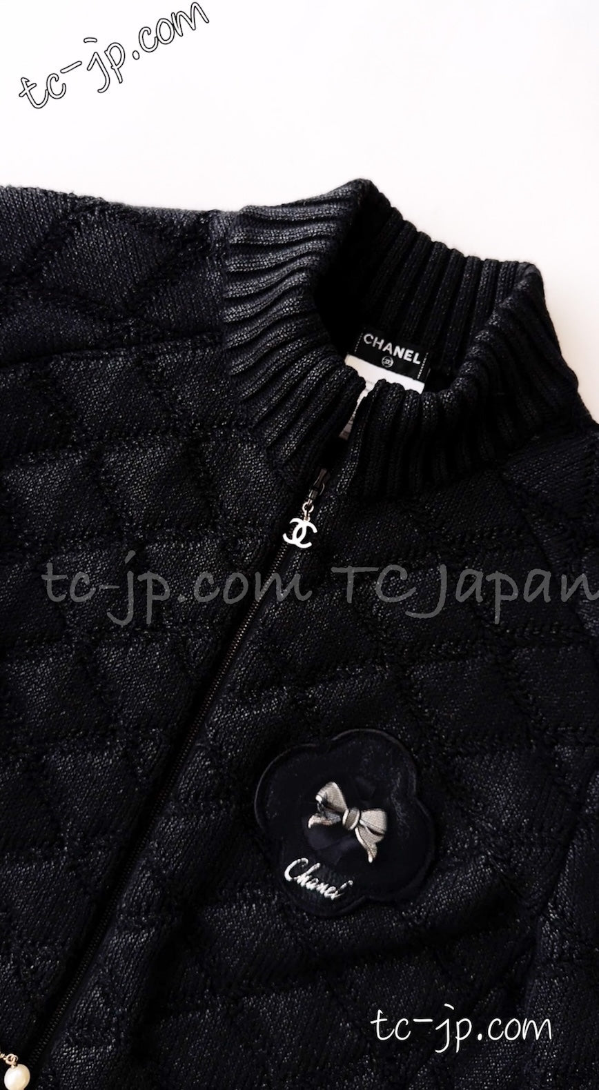CHANEL 09A Black Quilted Wool Jacket Cardigan 36 38 40 シャネル ブラック キルト ウール ジャケット カーディガン 即発
