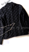 CHANEL 09A Black Quilted Wool Jacket Cardigan 36 38 40 シャネル ブラック キルト ウール ジャケット カーディガン 即発