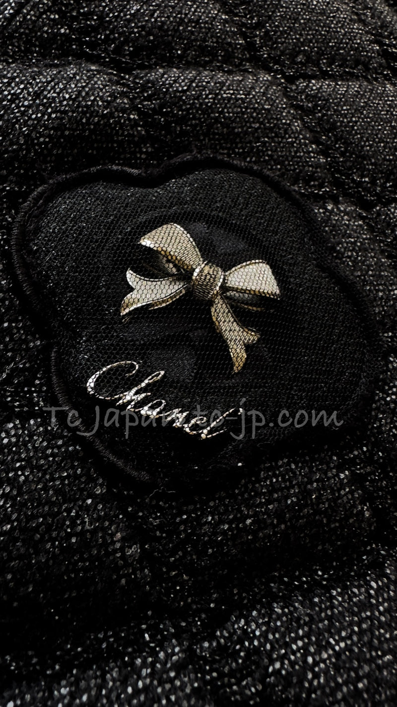 CHANEL 09A Black Quilted Wool Jacket Cardigan 36 38 40 シャネル ブラック キルト ウール ジャケット カーディガン 即発