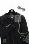CHANEL 09PF Black Red Trim Moscow Wool Tweed Jacket 34 40 42 シャネル ブラック レッド トリム ロマノフ ウール ツイード ジャケット 即発